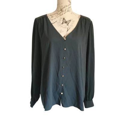 Portmans Womens  Size 18 Button Up Top / Long Sleeve Top Emerald Green BNWT