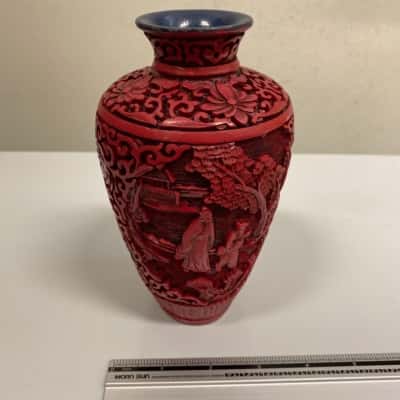 Vintage Chinese Cinnabar Lacquered Vase