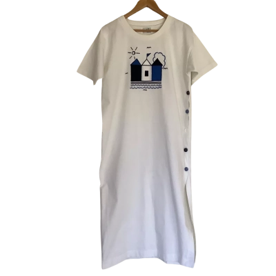 Vintage 80s. Soleilo   Mid-Length T-Shirt Dress.  Size L-XL?