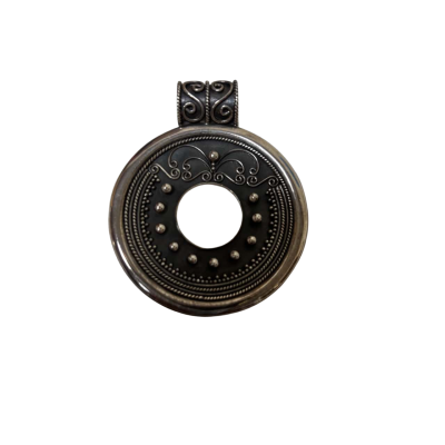 Vintage Amulet Style Oxidised Sterling Silver Pendant