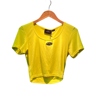 Lazy Oaf Womens  Size 8 Cropped Top Yellow 