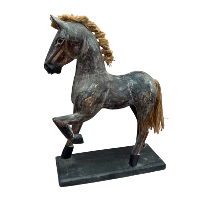 Horse Wood Carved Antique Fine Statue Figure 19th Century Rare