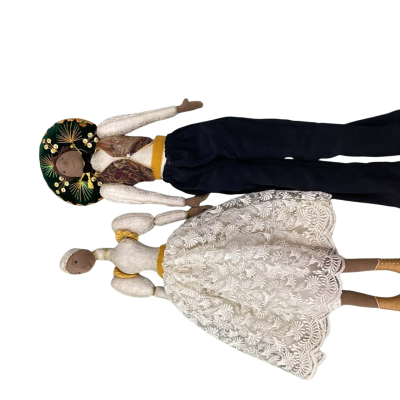 Vintage Pair Folk Art Dolls – Mexican Mariachi Dancer Cultural Souvenir Set