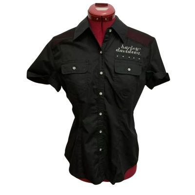 Harley Davidson Womens  Size S Button Up Top Black  