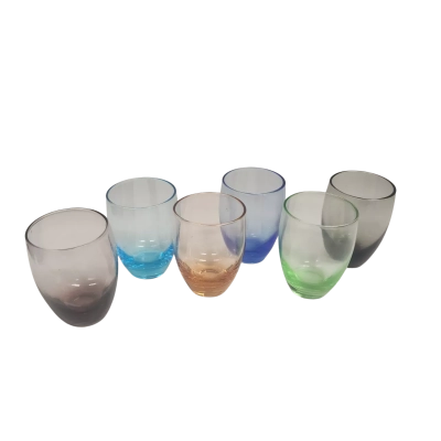 Set of 6 coloured vintage glasses