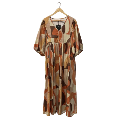 Brave + True Womens  Size L Casual Dress Beige / Brown / Burnt Orange / Mustard / Pattern 