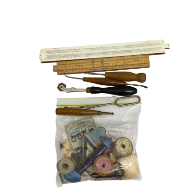 Collection of Antique Measuring Tools / Crafting Tools / Sewing Accessories