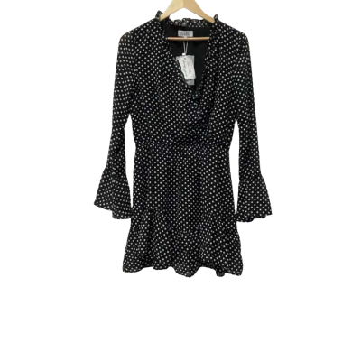 Sabo Skirt Womens  Size L Casual Dress / Long Sleeve Dress Black  / Polka Dot / White 