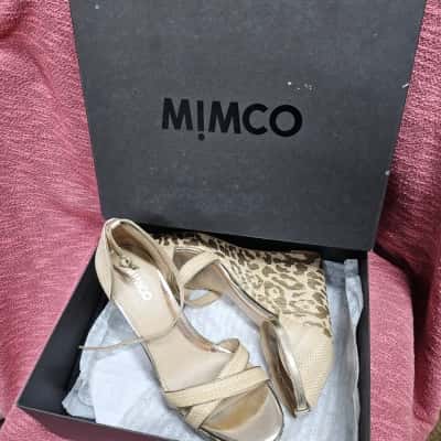 Mimco Cream/Leopard Print Wedges Size 39/8 RRP $229.00