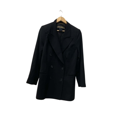 Escada Margaretha Ley  Size 44/14 Double Breasted Blazer Black  