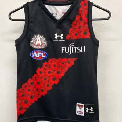 Essendon Anzac gurnsey AFL Kids  Size S Sport Top Black  / Red 