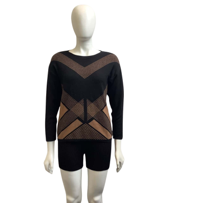 Cable Melbourne Womens  Size M Merino Wool Jumper Black / Brown
