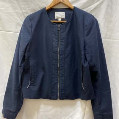 Trenery Womens  Size 10 Cropped Jacket Navy Blue 