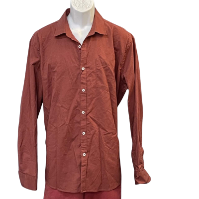 Connor Mens Size L Business/Long Sleeve Shirt Brown/Burnt Orange