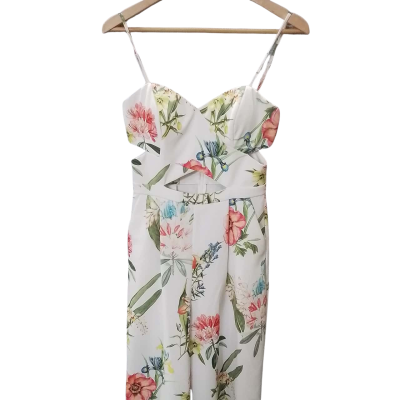 Forever New Womens Size 8 Sleeveless Jumpsuit / Wide Leg Jumpsuit Floral / White 