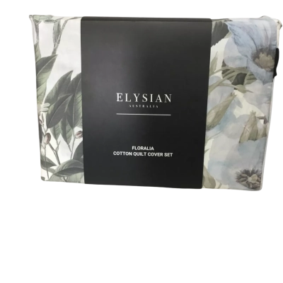 ELYSIAN FLORALIA COTTON QUILT COVER SET. 210 X 210 CM + 48 X 72 CM