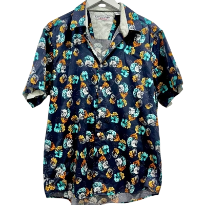 John Lennon Blue Floral Short Sleeve Shirt Size XL