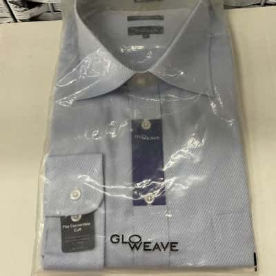 GLO Weave Mens  Size 46 Business Shirt Blue 