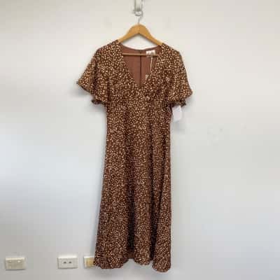 Calli Chocolate Base Spot Adia Dress  Size 12