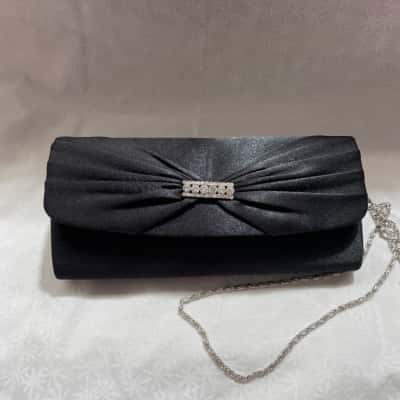 Women’sWildfire Gorgeous Black Satin with Diamanté Detail Evening Bag