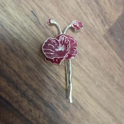 Red Flower Brooch