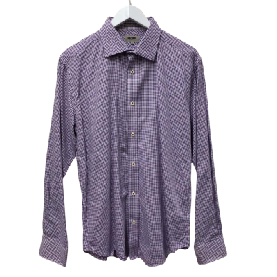 Oxford Mens  Size L Business Shirt Checked / Purple - 100% Cotton