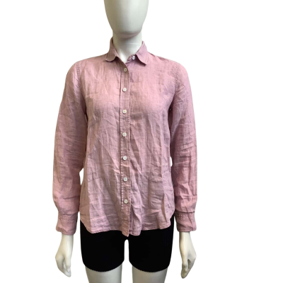 Trenery Womens  Size XS Long Sleeve French Linen Shirt Pink