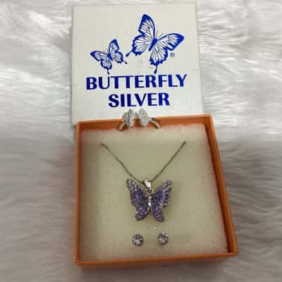  Womens Earrings / Necklace / Ring Other / Purple / Silver 