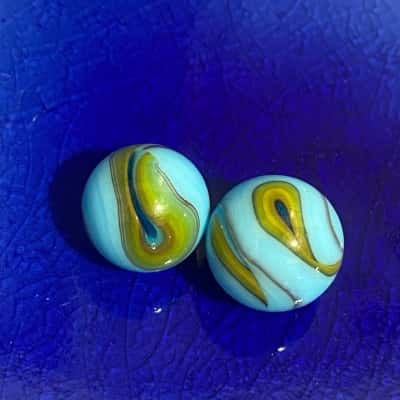 2 glass art swirl marbles 