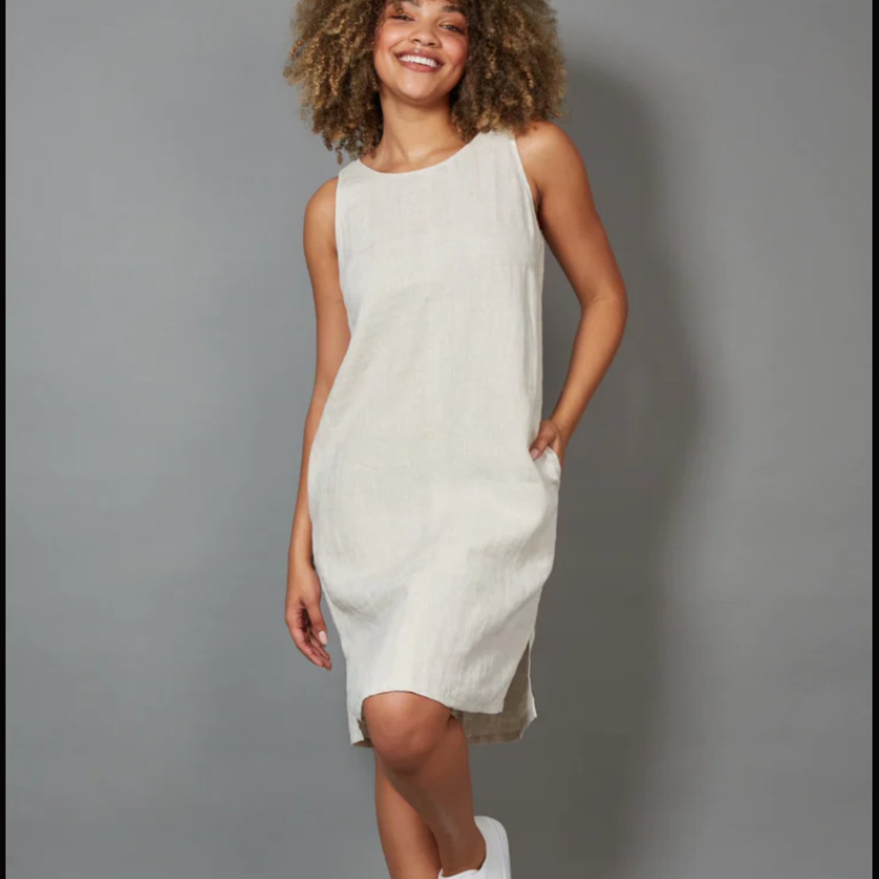 Eb & Ive White Linen Midi Dress Size 10 / M (s) - New Without Tags | Salvos Stores Eb & Ive White Linen Midi Dress Size 10 / M (s) - New Without Tags | Salvos Stores