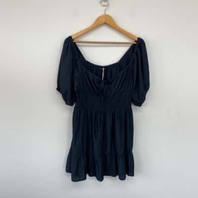 Ghanda Co Navy Blue Short Sleeve Mini Dress Size L 