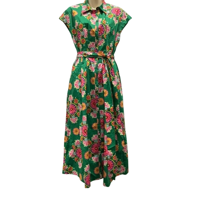 Boden Womens  Size 12 Midi Dress Floral / Green 