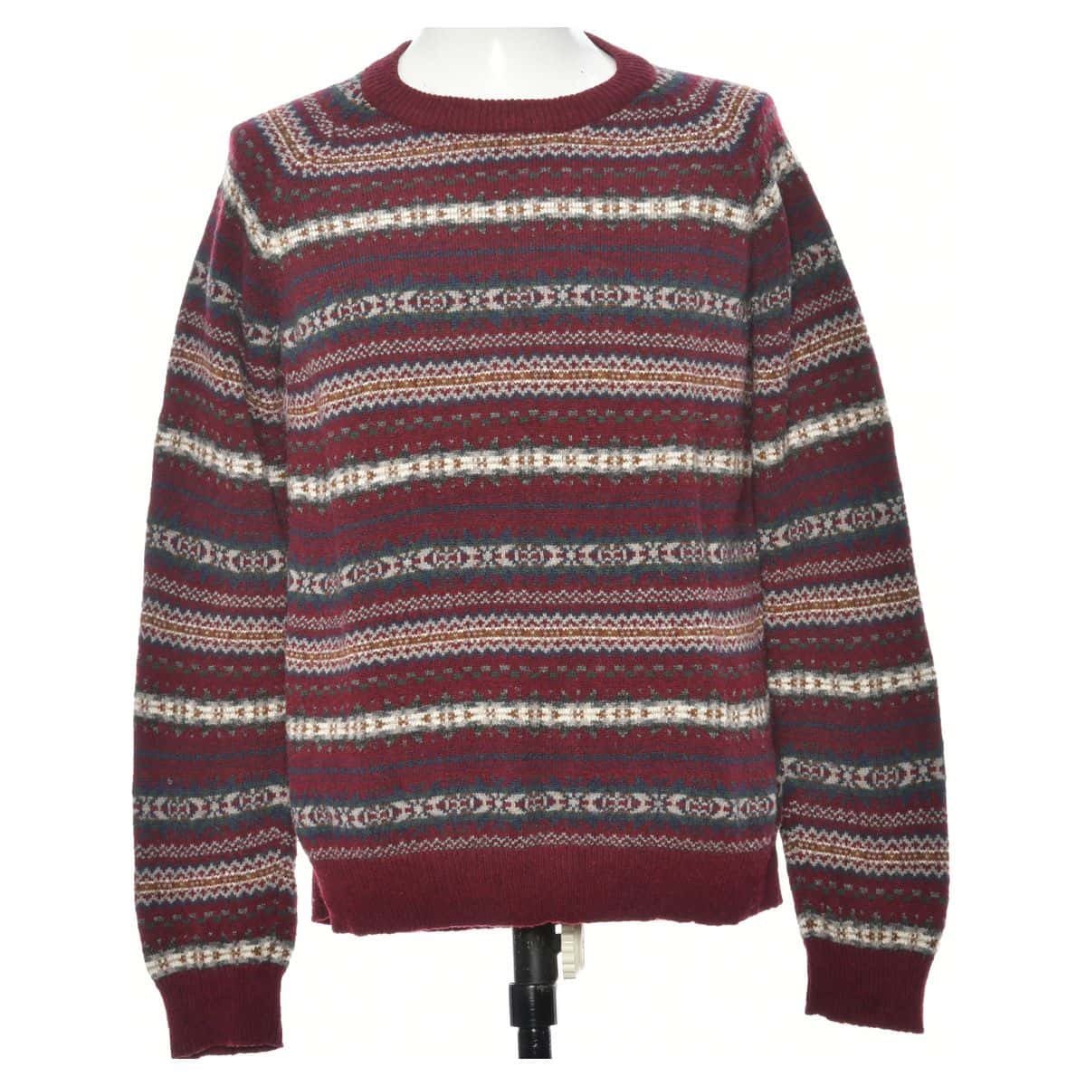 H&M Mens Size L Wool Blend Stripe Knit Jumper Red (s)