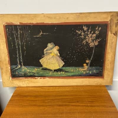 Vintage Art Deco painting “Love Melody” by British artist Marion Crowe