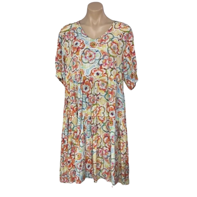 Clarity Womens Size S Multicoloured Floral Pattern V-neck Short Sleeve Dress       