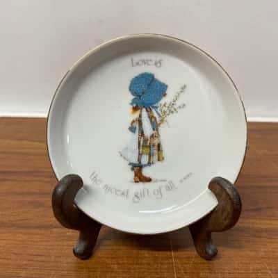 Vintage Holly Hobbie porcelain trinket dish 9cm diameter 
