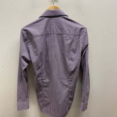 Calvin Klein Mens Size S Navy/ Purple/ White Checked Business Shirt