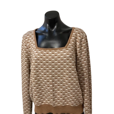 Tahari Womens  Size XL Pullover Brown / Pattern / White 