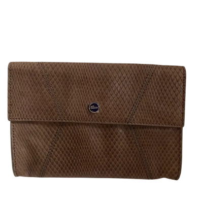 Oroton Womens Textured Leather Clutch Brown 