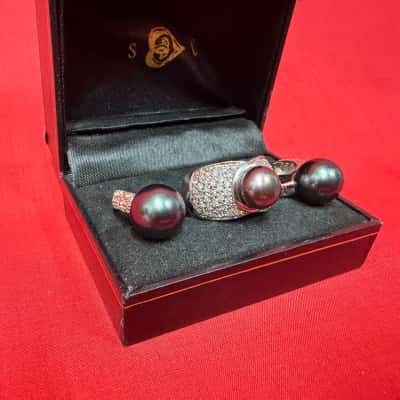 925 Silver Ring & Huggie Earring Set