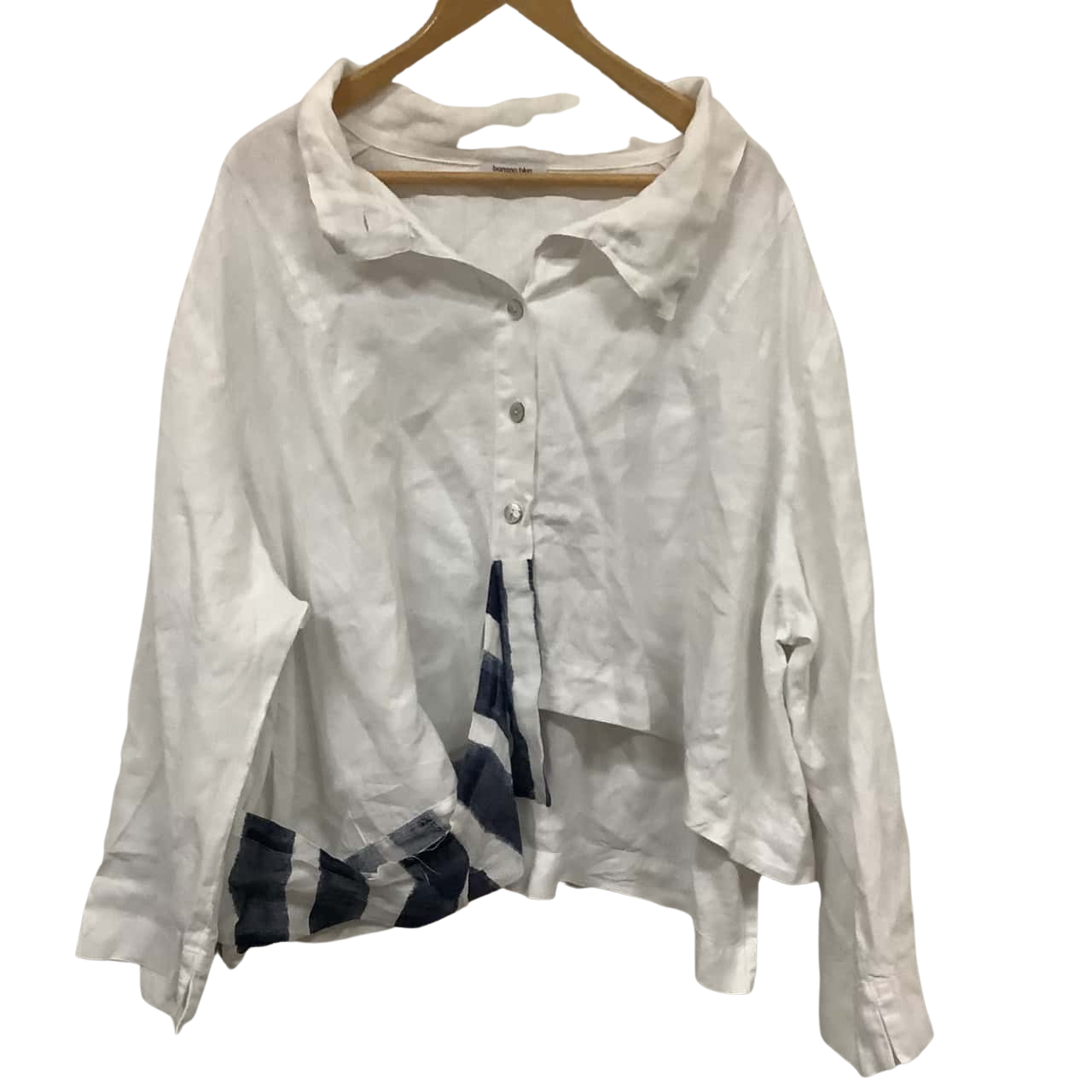 Banana Blue Womens Size XL 3/4 Sleeve Blue / White 100 Linen Shirt(s)