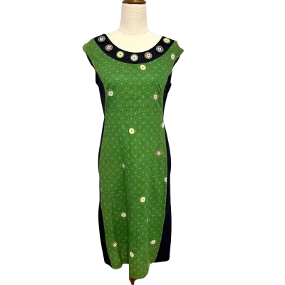  Maiocchi Womens  Size 8 Shift Dress / Sleeveless Dress  Black  / Cream / Green 