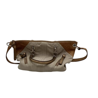 Makowsky Genuine Leather Womens Handbag Beige / Brown 24x24x7cm HB2 
