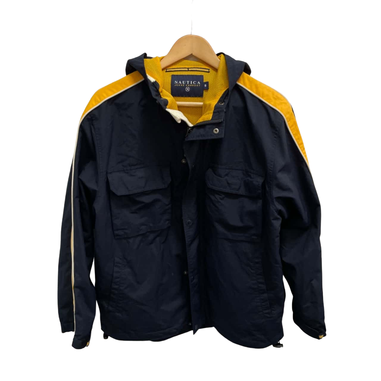 Nautica Mens Size S Hood Jacket Blue / Yellow (s)