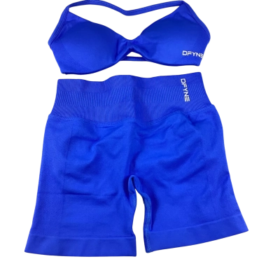  DFYNE Bra & Bike Shorts - Blue Size XS 