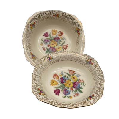 2x Art Deco H&K Tunstall ‘Old English Sampler’ Serving Bowls