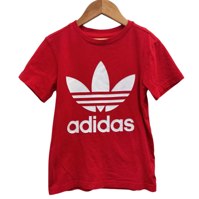 Adidas Kids Size 7 T-Shirt Red / White 
