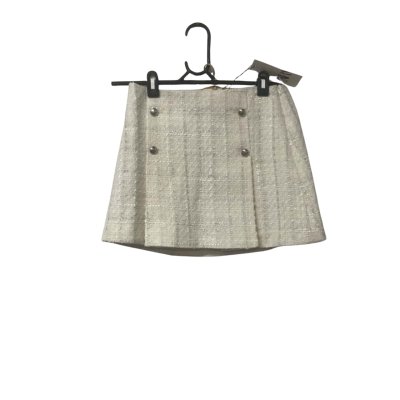 Womens Zara Size S Off White Tweed Mini Skirt 