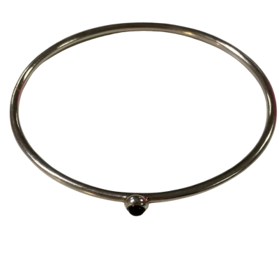 Silver 925 Bangle w/ Dark Stone 11g 