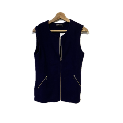 Slade Knitwear Womens Zip Vest Size 8 Navy Blue 